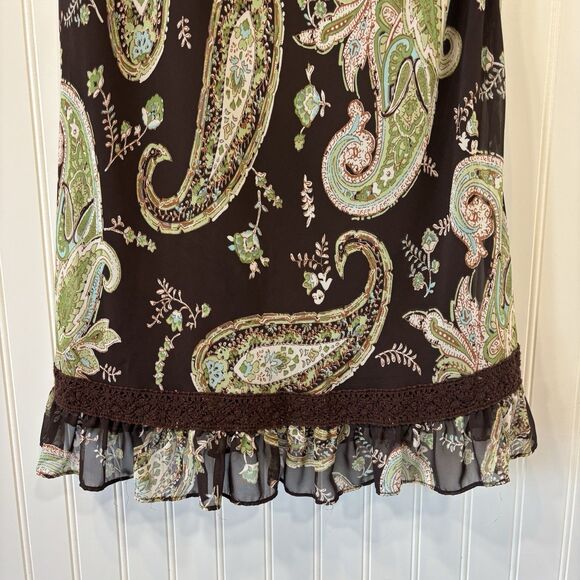 Vintage Womens 90s Dress Sz 10 Boho Forest Fairy Crochet Lace Paisley Phoebe Y2K - Picture 6 of 16